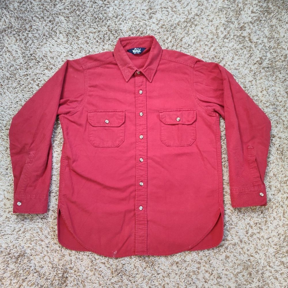 Vintage Woolrich Men Size L Chamois USA Long Sleeve‎ Button Up Shirt - Picture 2 of 11